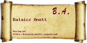 Balaicz Anett névjegykártya